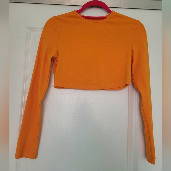 Orange Long Sleeve Crop - Picture 2 of 6